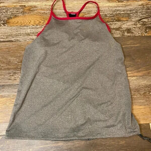 Fabletics Norwalk Tank Top Black Gray Cranberry Shelf Bra Racerback Womens Small